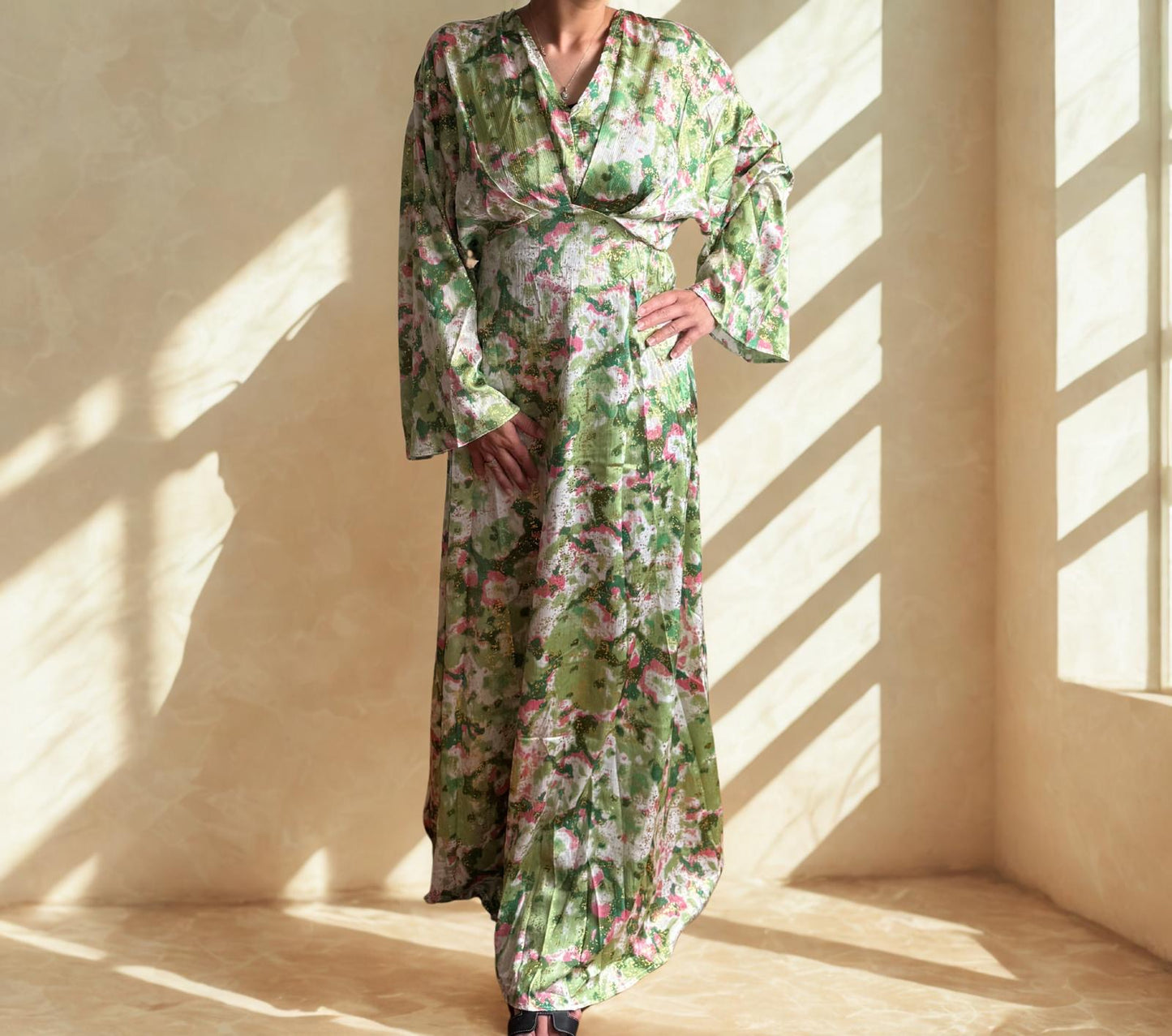 Robe fluide verte/rose