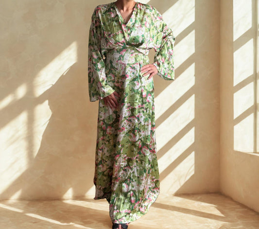 Robe fluide verte/rose