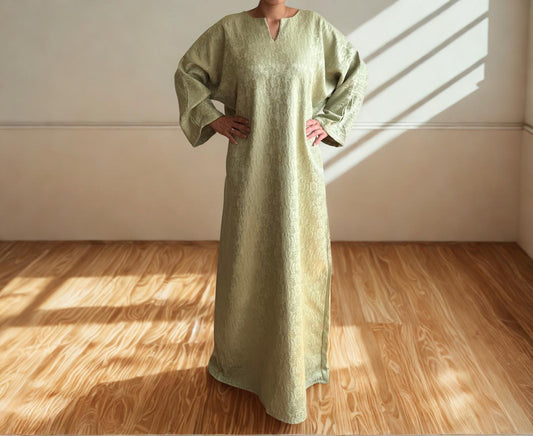 Robe brocart verte