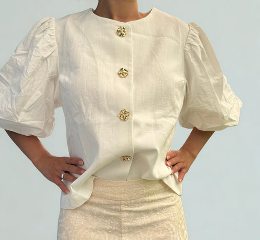 Chemise blanche boutons dorés